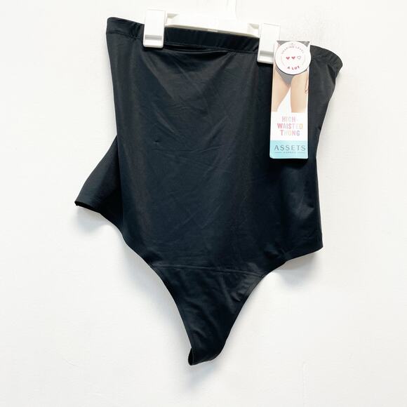 Assets By Spanx Women's Flawless Finish High-Waist Shaping Thong Black Size 1X - Picture 1 of 4